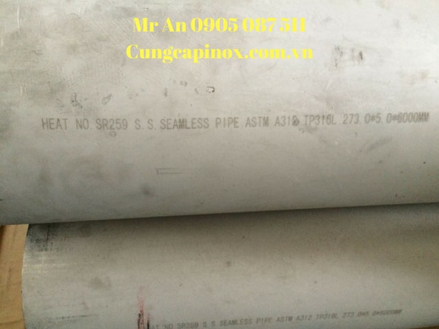 Supply of stainless steel pipe, seamless pipe type 316- 316L, DN 250 , OD 273 mm  x 5.0 x 6000